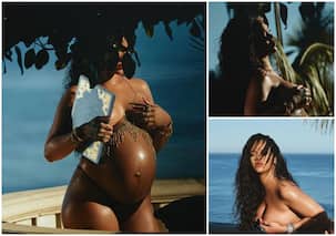 मातृत्व का जश्न मनाती दिखीं Rihanna, न्यूड मैटरनिटी फोटोशूट में फ्लॉन्ट किया बेबी बंप