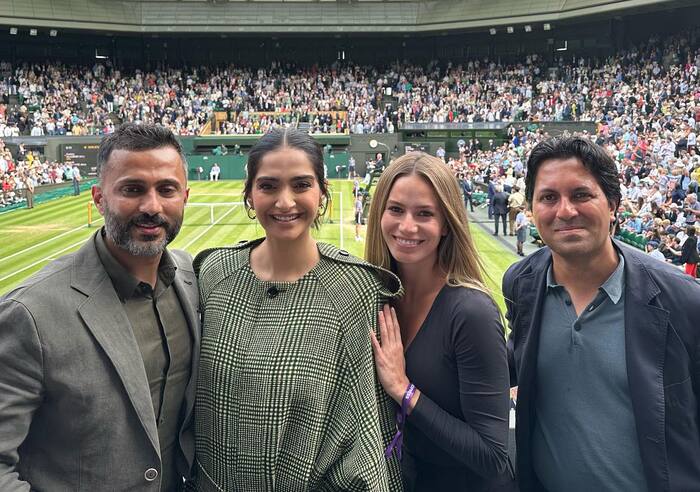 Wimbledon 2023: Sonam Kapoor and Anand Ahuja attend the men's singles 