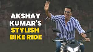 Akshay Kumar rides bike at Sky Force set, greets fans in style [Watch Video]