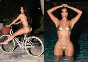 Kim Kardashian ने बिकिनी पहन साइकिल सवारी का लिया मजा, देखें बोल्ड फोटोज