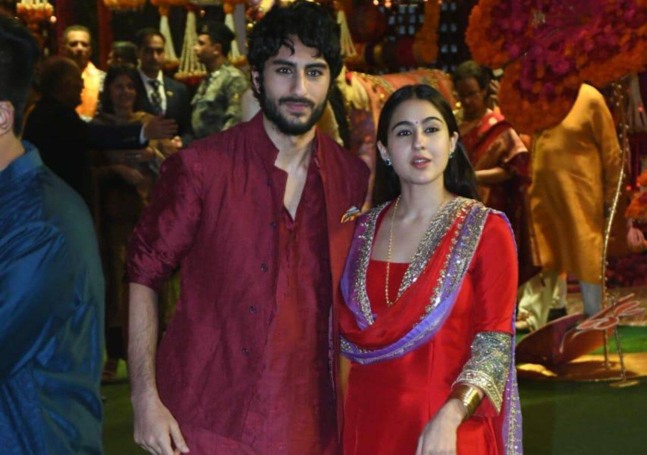 Sara Ali Khan and Ibrahim twin in red