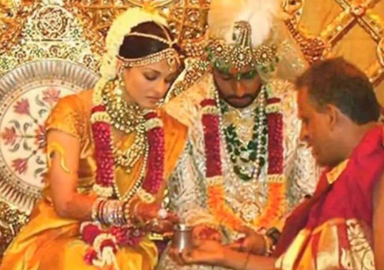 Aishwarya Rai Bachchan's traditional saree was studded with Swarovski crystals Aishwarya Rai Bachchan's traditional saree was studded with Swarovski crystals
