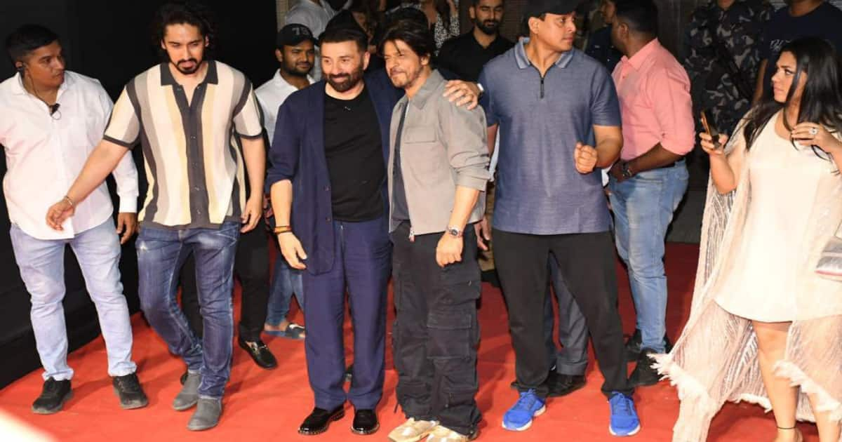 Gadar 2 Star Sunny Deol And Jawan Actor Shah Rukh Khan Hug And Bond