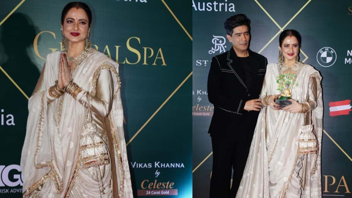 Rekha stuns in ivory and gold at GlobalSpa Awards; proves DIVAs are eternal - Vimarsana News
