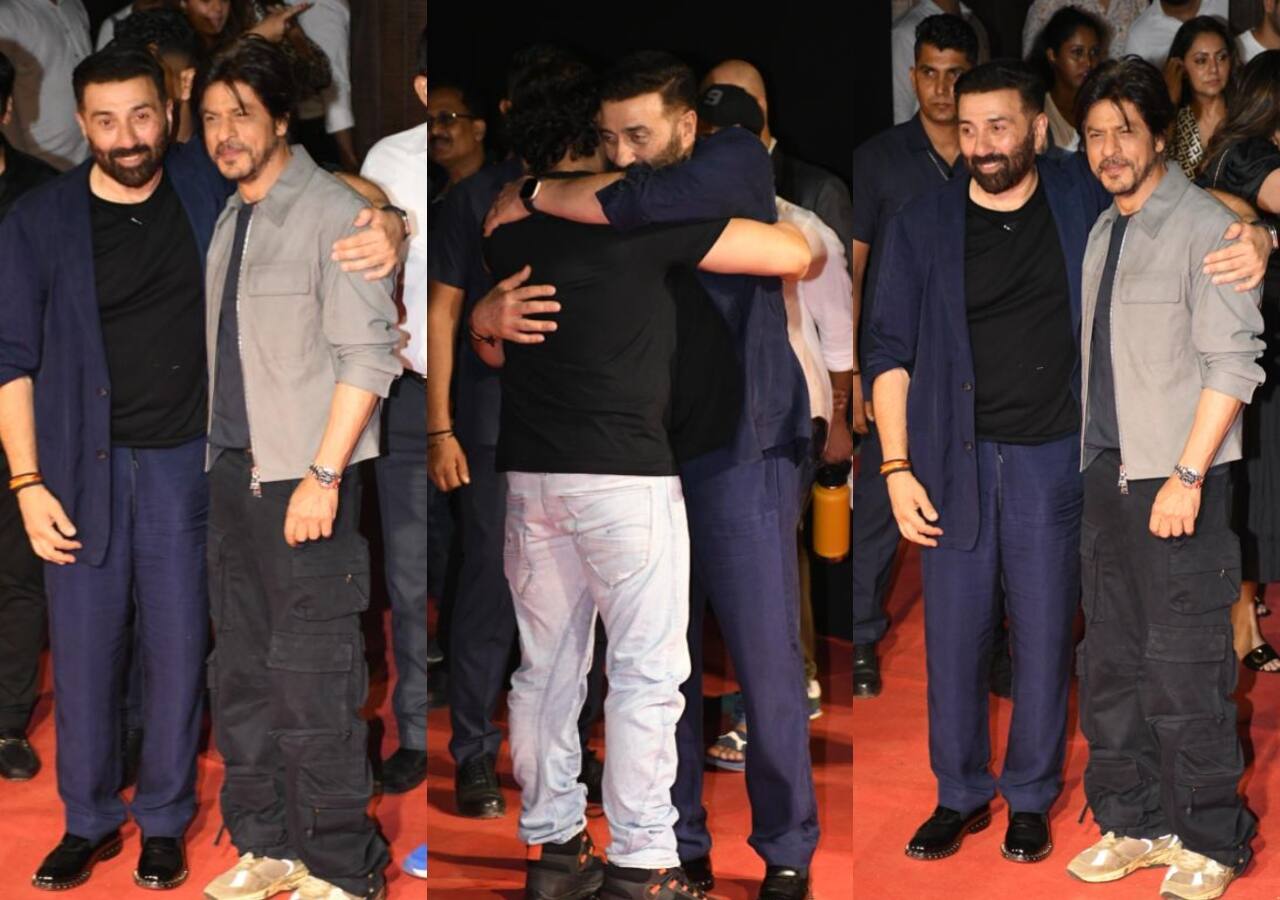 Gadar 2 Success Bash Sunny Deol Welcomes Shah Rukh Khan Hugs Aamir