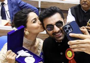 Alia Bhatt kisses Ranbir Kapoor after winning National Award; netizens shocked at their PDA inside Vigyan Bhawan