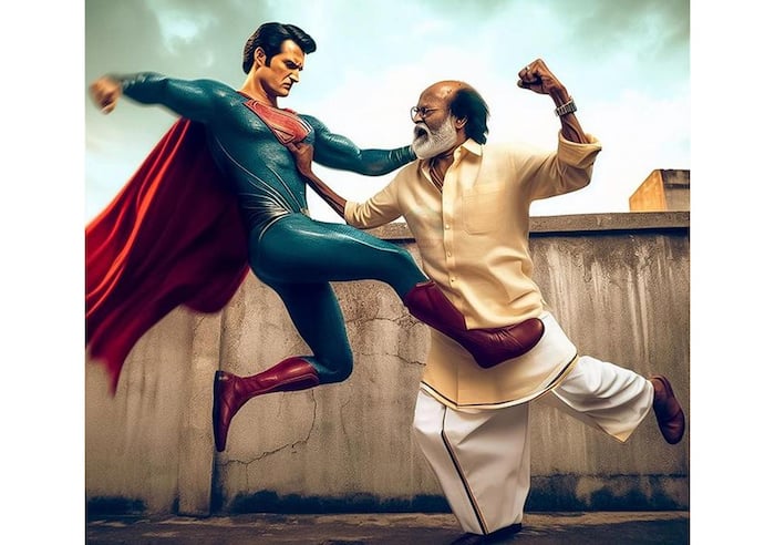 Rajinikanth's flying punch to Superman