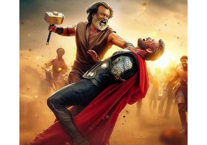 Rajinikanth hits Thor with his weapon