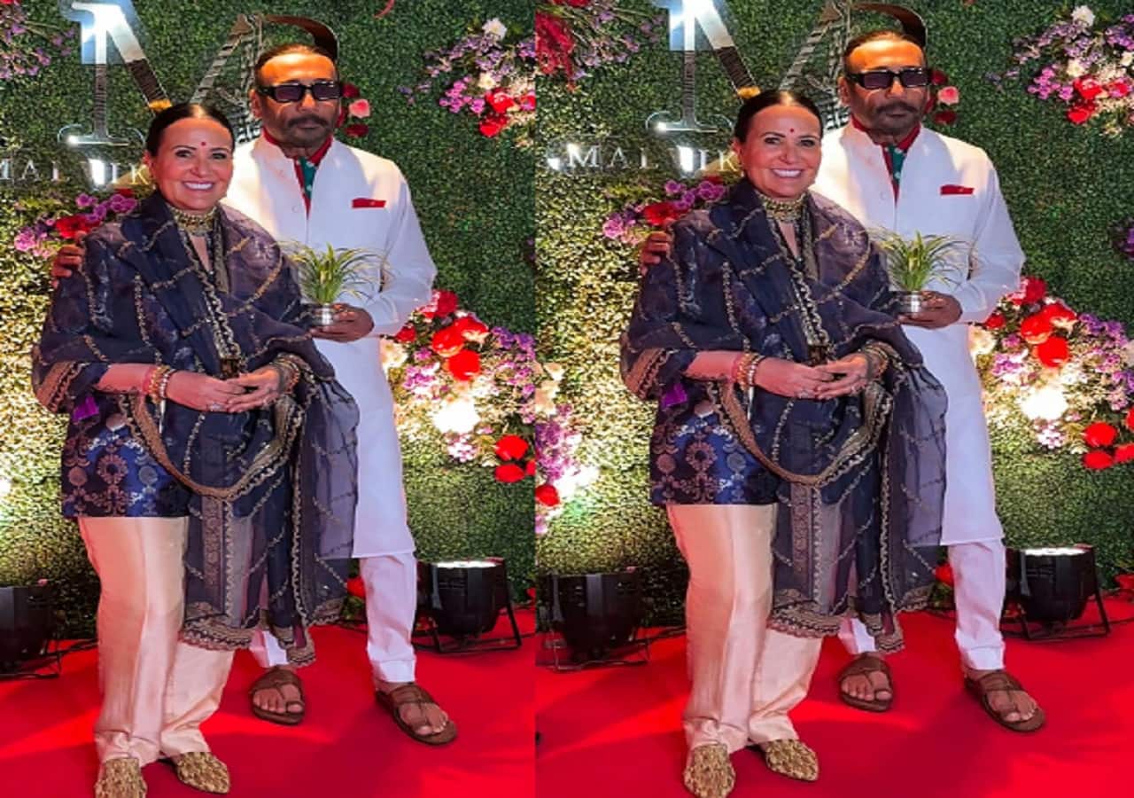 Jackie Shroff graces the engagement party with wife Ayesha Singh