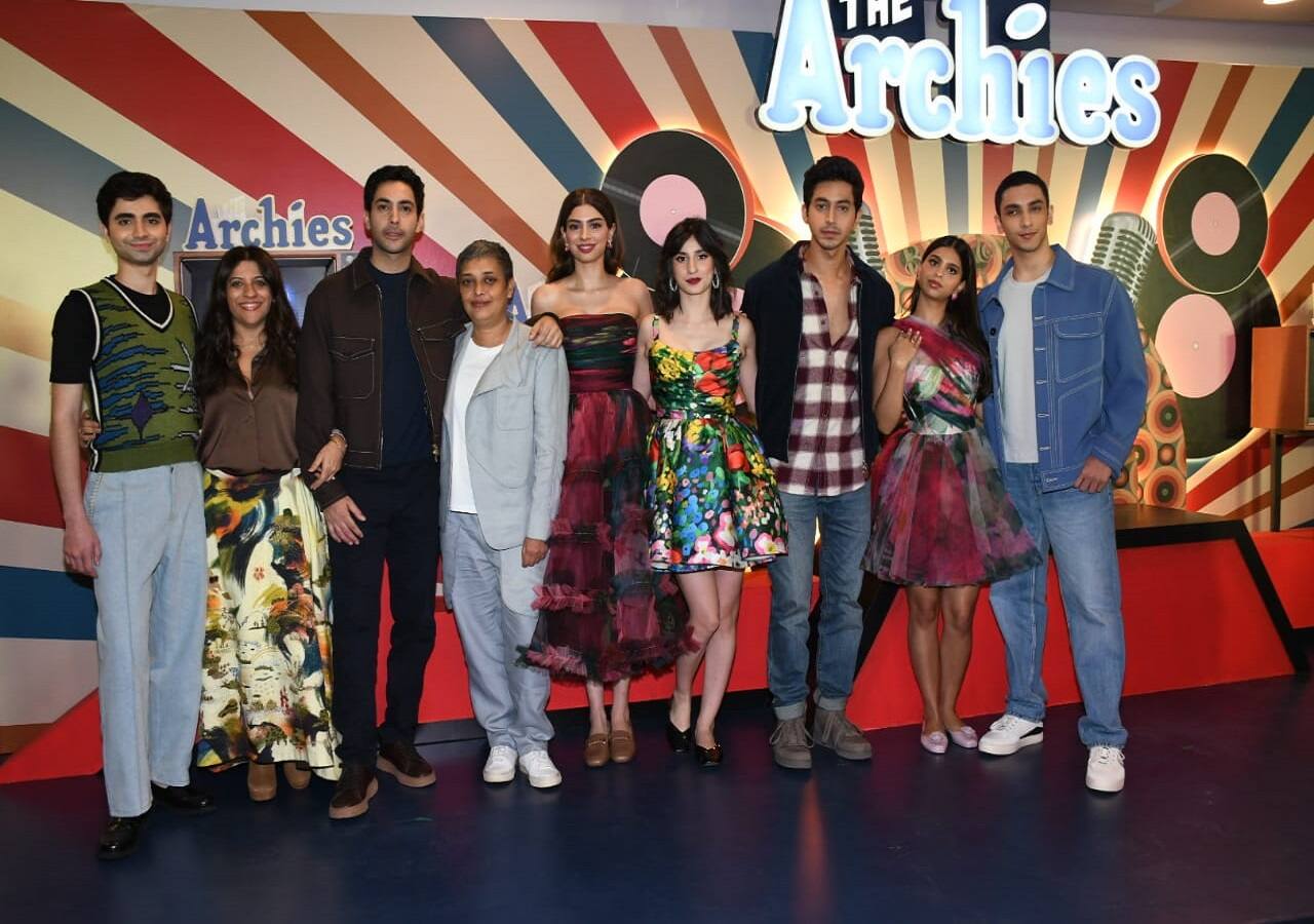 Zoya Akhtar and the entire team of The Archies pose for the shutterbugs 