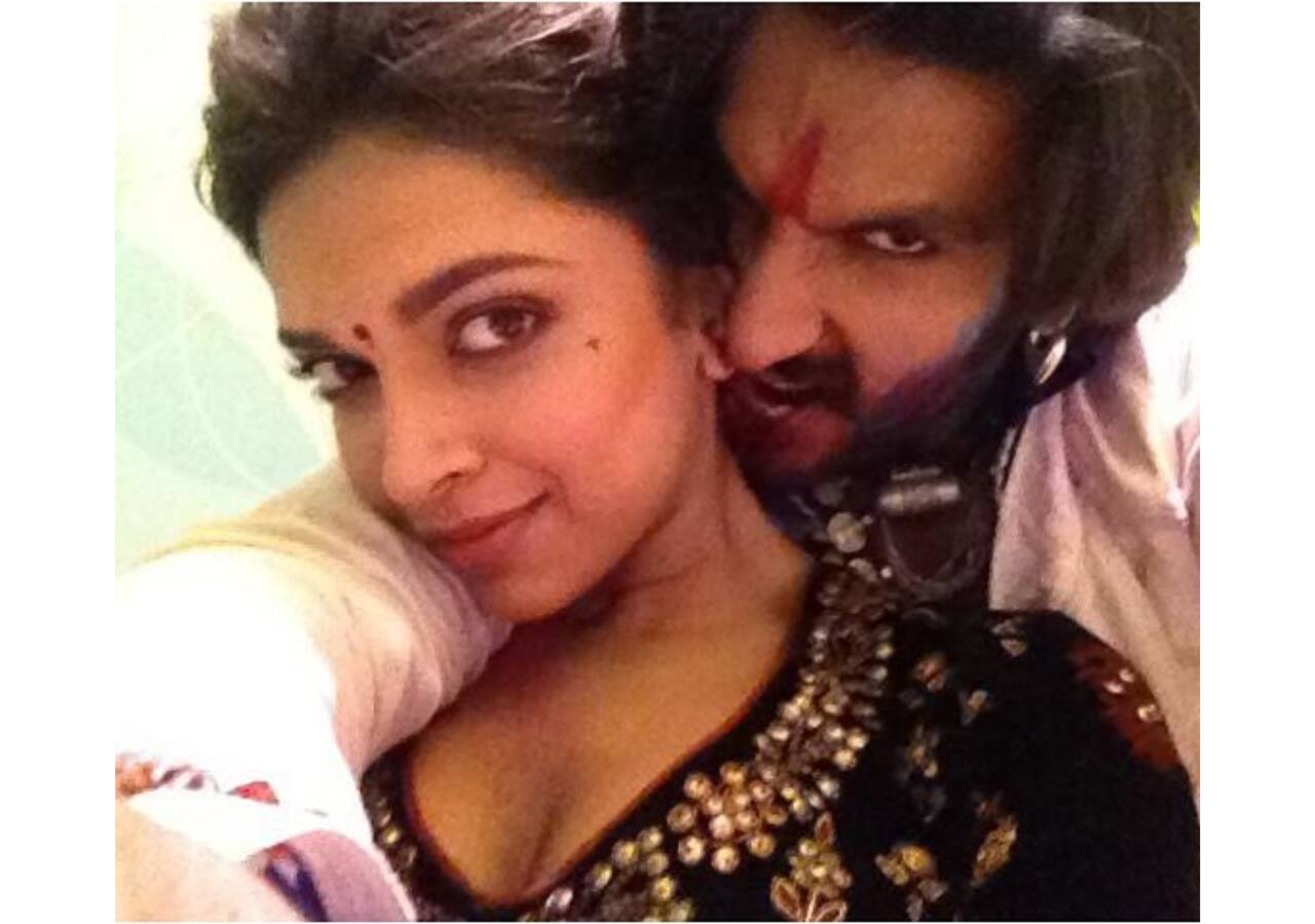 Ram and Leela, that is, Ranveer Singh and Deepika Padukone being cosy on the sets of Ram Leela 