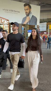 Hrithik Roshan, Saba Azad walk hand-in-hand as they leave for a winter vacation