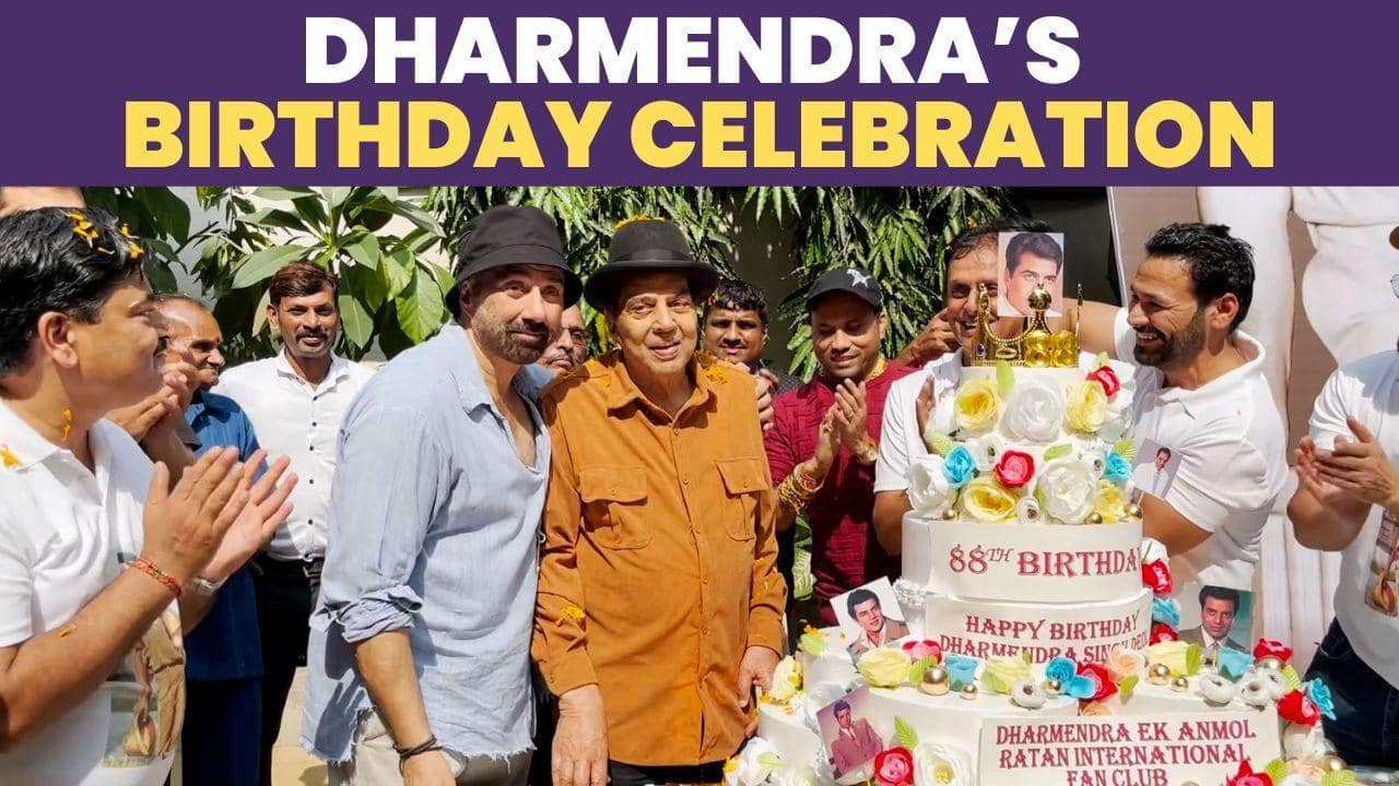 Dharmendra fête son 88e anniversaire avec un gâteau géant, des paps et des éventails 