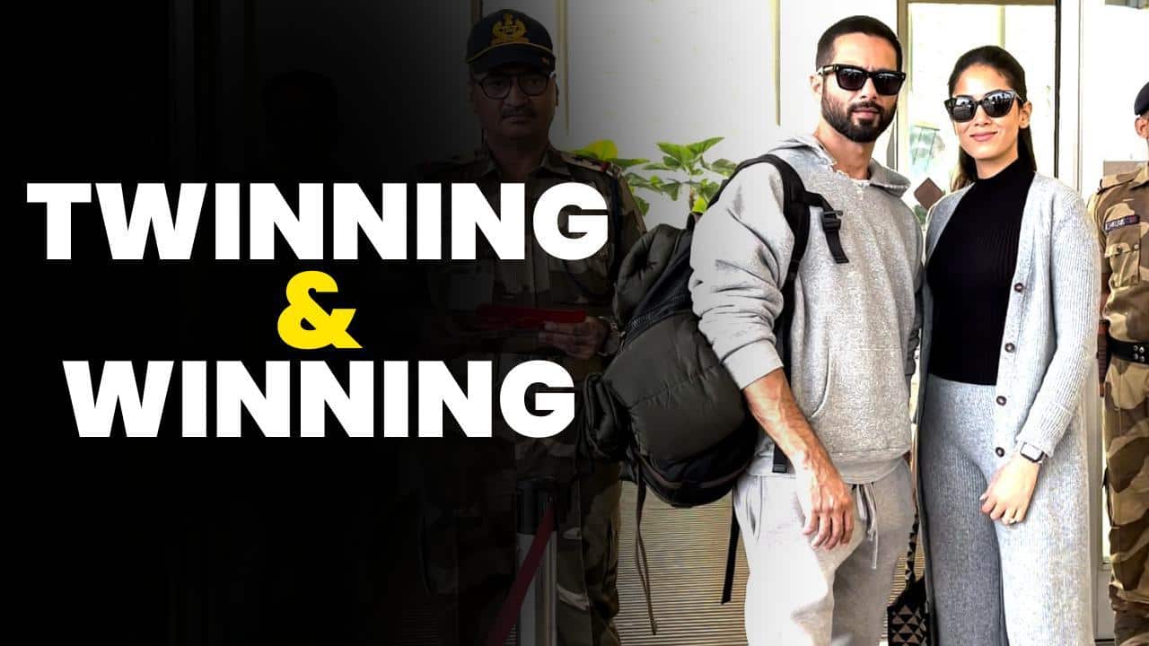 Shahid Kapoor and Mira Rajput go twinning and winning at the airport