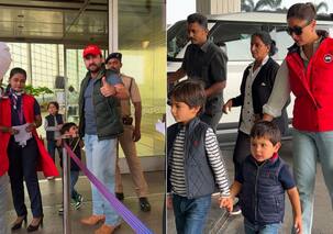 भाई तैमूर का हाथ पकड़कर एयरपोर्ट पहुंचे जेह, डैशिंग अवतार में दिखे करीना कपूर-सैफ अली खान