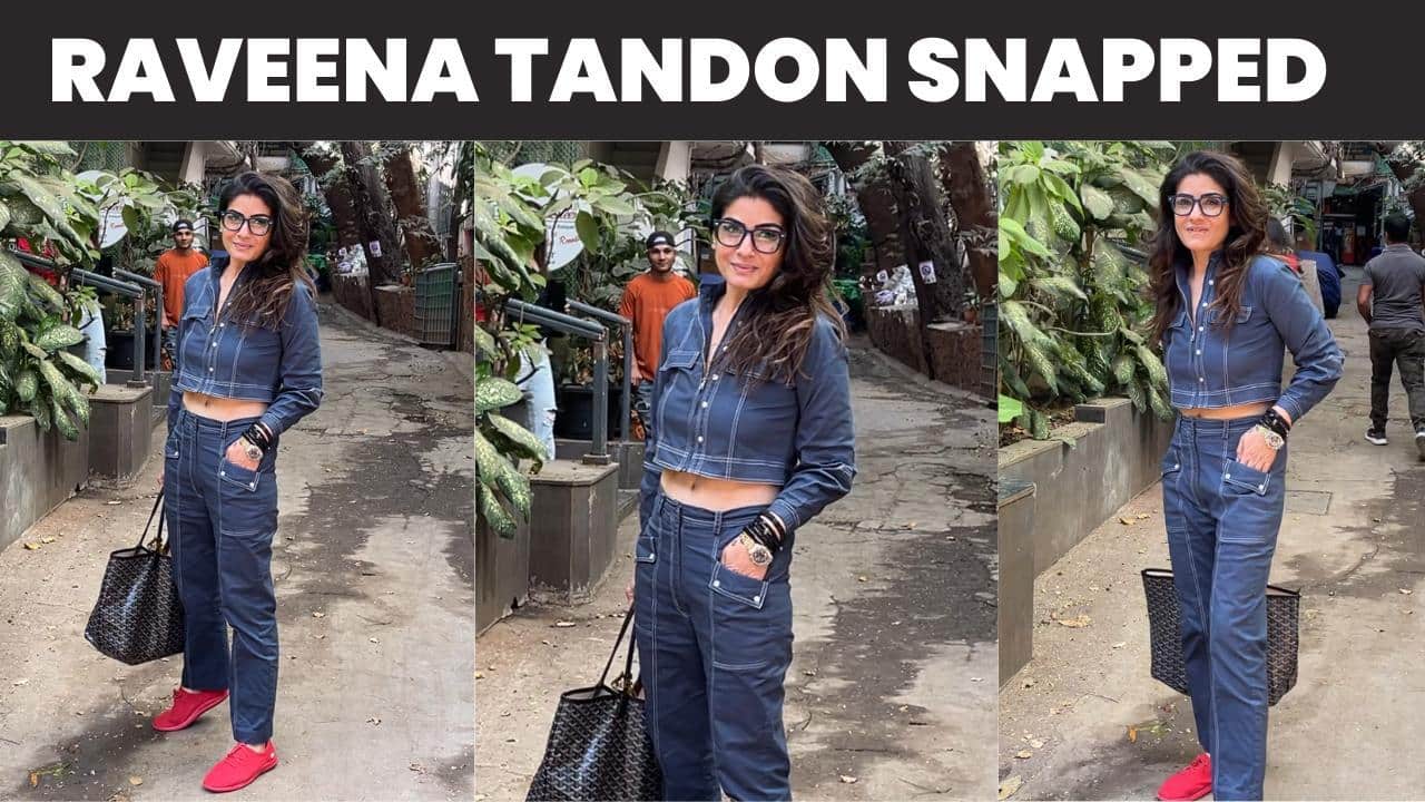 Diva Raveena Karmma calling diva Raveena Tandon rocks denim on denim look with ease ...