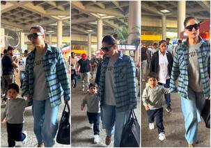 बेबी जेह अली खान को थामे एयरपोर्ट से निकलीं करीना कपूर खान, बेबो के टशन ने उड़ाया गर्दा