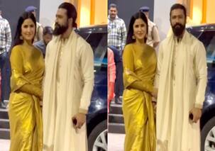 Ram Mandir Inauguration: Katrina Kaif looks elegant in golden saree as she leaves with Vicky Kaushal for Ayodhya [View Pics]