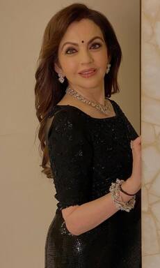 Nita Ambani exudes elegance in black sequence saree by Manish Malhotra