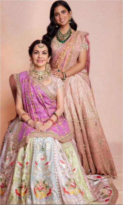 Anant Ambani, Radhika Merchant Pre-wedding functions: Nita Ambani, Isha  Ambani stun in Anamika Khanna