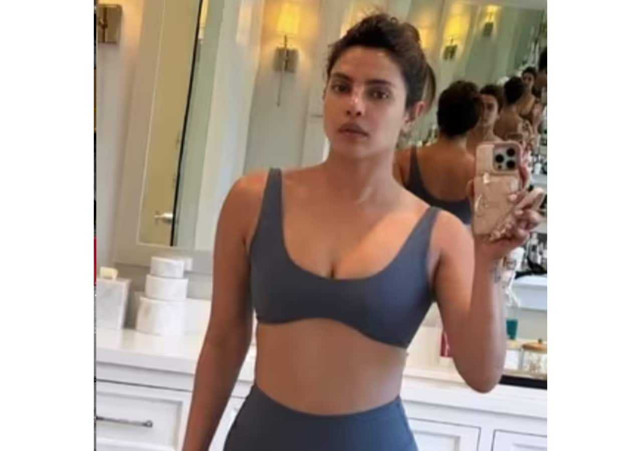 Priyanka Chopra Poses in Sports Bra and Shorts for Mirror Selfie