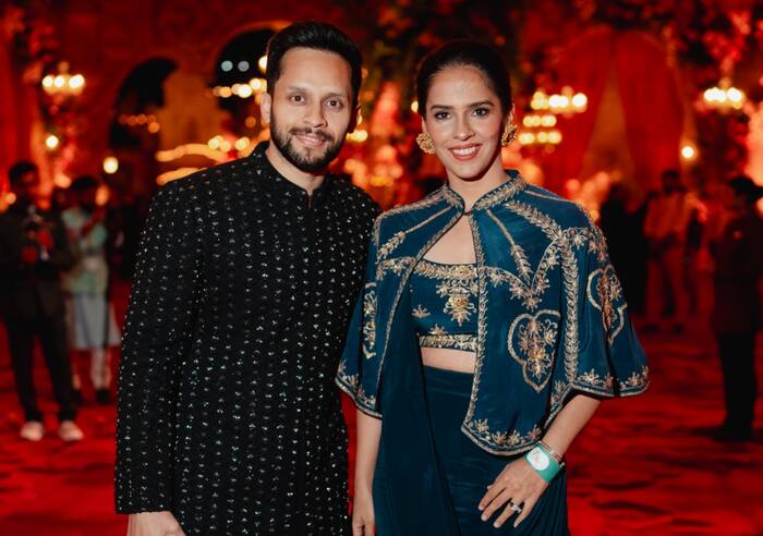 Saina and Parupalli attend the Mela Rouge at Anant Ambani, Radhika Merchant pre-wedding 