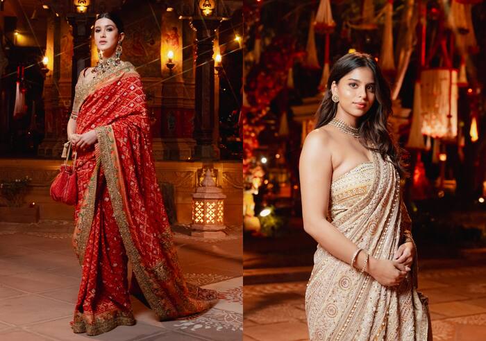 Shanaya Kapoor and Suhana Khan drape sarees for the final day of Anant Ambani, Radhika Merchant's pre-wedding