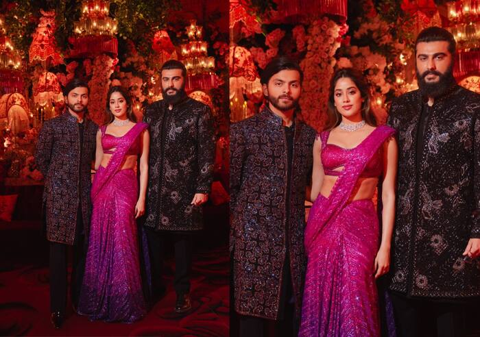 Janhvi Kapoor, Shikhar Pahariya, Arjun Kapor attend Anant Ambani, Radhika Merchant pre-wedding 