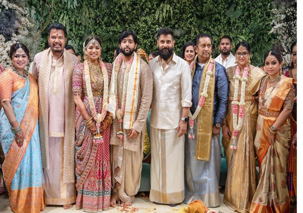Aishwarya Shankar, Tarun Karthikeyan wedding: Chiyaan Vikram poses with the couple