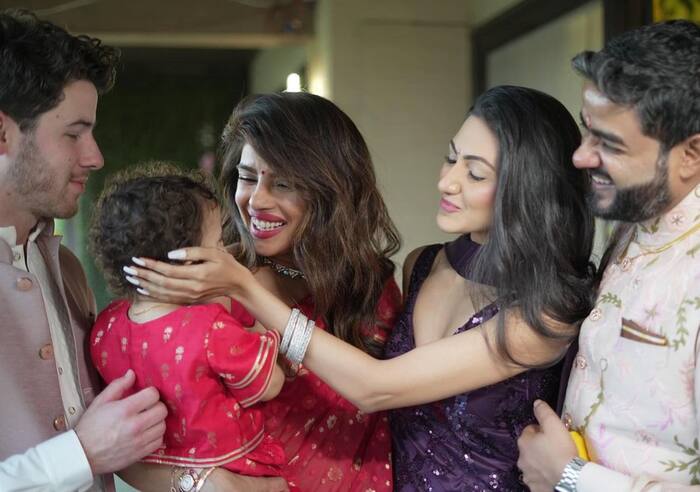 Priyanka Chopra twins with daughter Malti Marie
