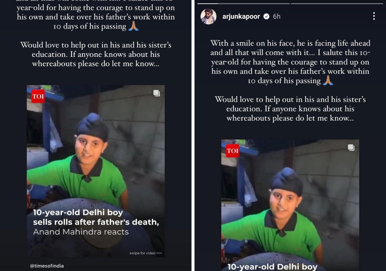Arjun Kapoor salutes 10 year old viral Delhi boy selling rolls post his father's death; offers educational support for him and his sister