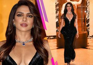 Priyanka Chopra flaunts her perfect toned body in a plunging neckline shimmery gown at Bvlgari event [View Pics]