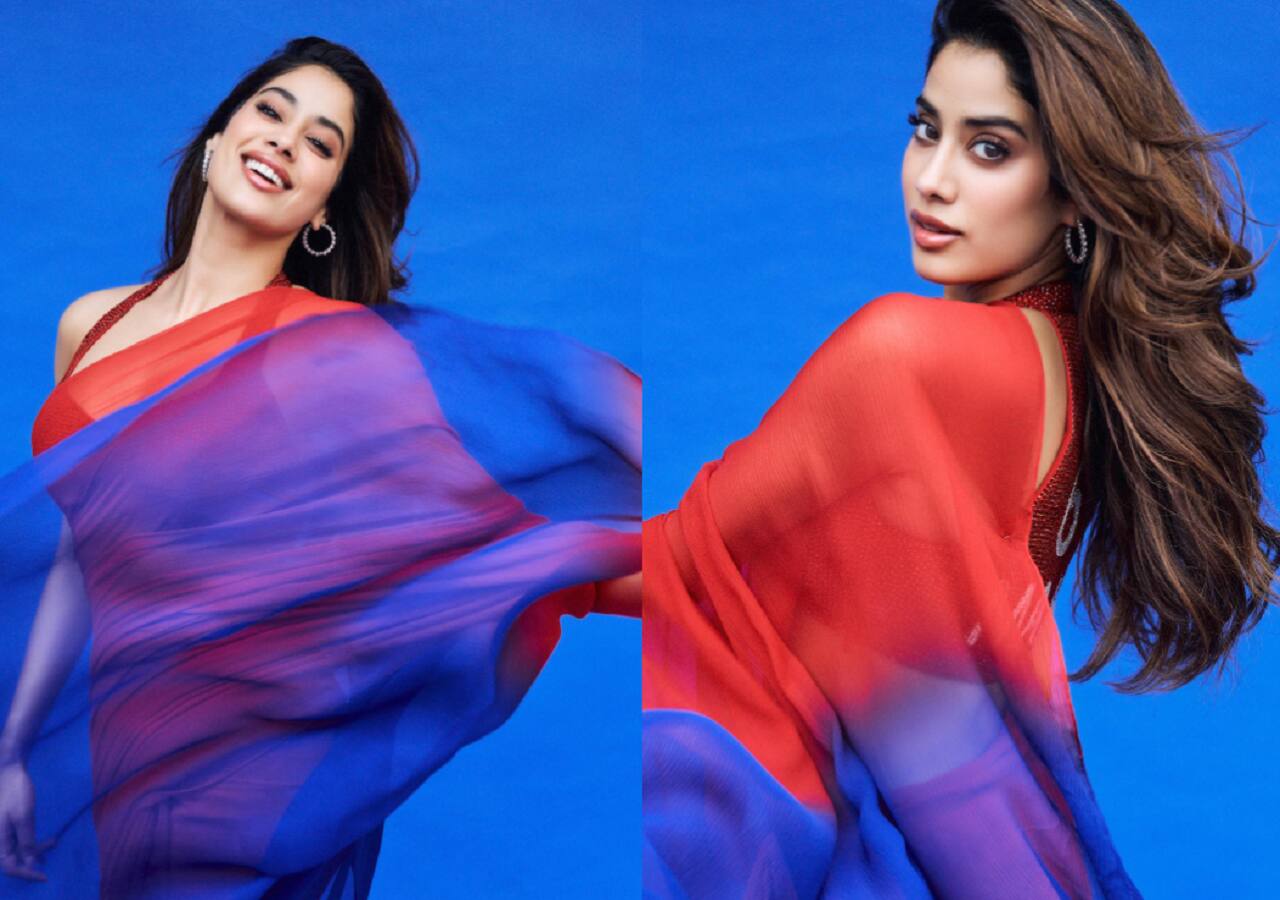 Janhvi Kapoor exudes charm and sophistication in red and blue saree