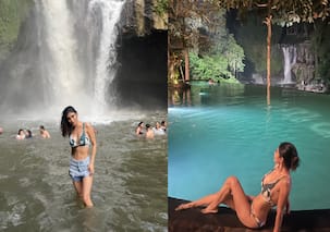 Mouni Roy stuns in a floral bikini as she vacations at a heavenly place [View Pics]