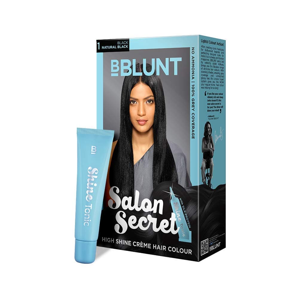 Bblunt Salon Secret High Shine Cr  me Hair Colour, 100g - Natural Black