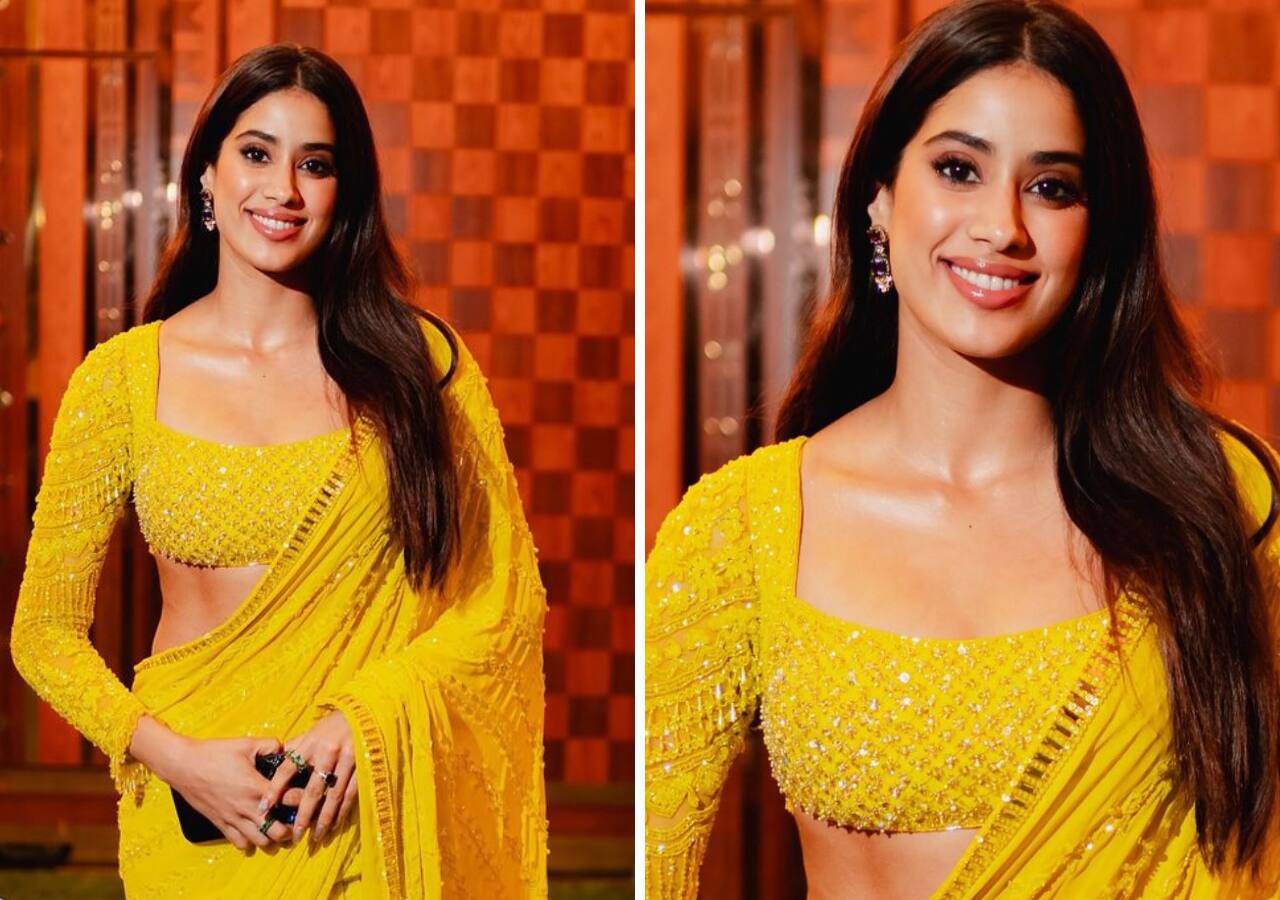 Janhvi Kapoor looks stunning in a yellow saree