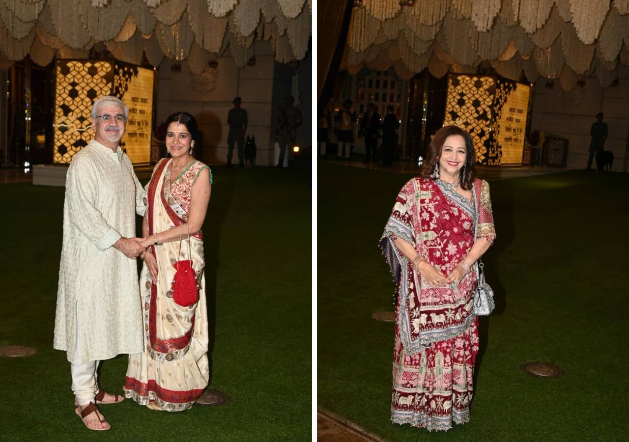 Radhika Merchant's parents and Isha's MIL pose for pictures