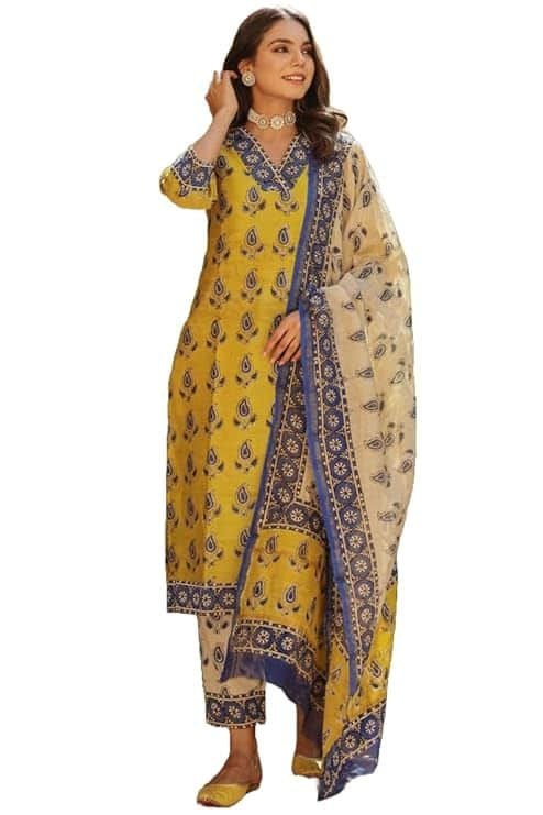 GoSriKi Women's Viscose Rayon Straight Printed Kurta