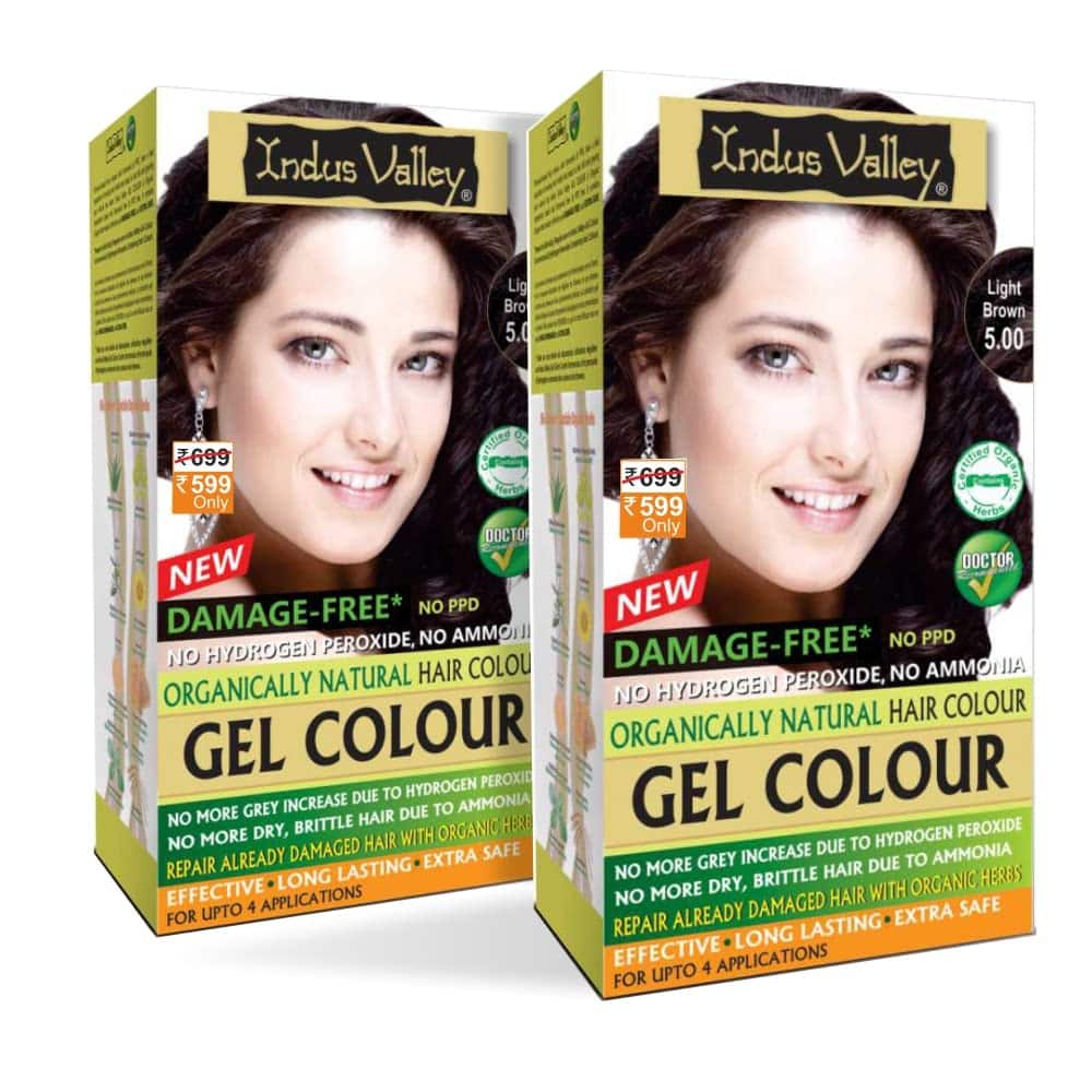 INDUS VALLEY Organically Natural Damage Free Gel Colour Light Brown