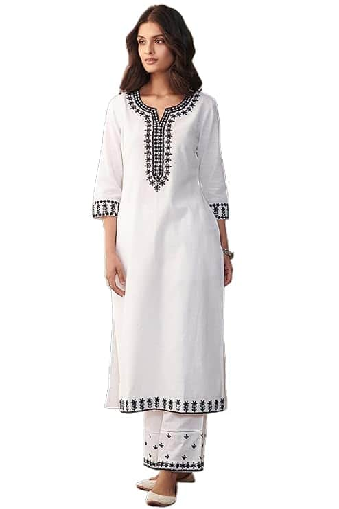 EVANTA Women's Cotton Blend Embroidery Kurta