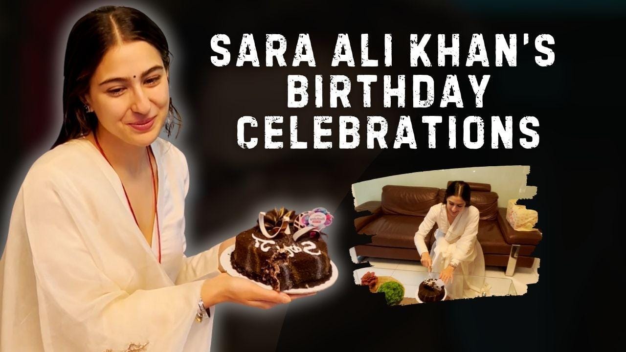 Birthday girl Sara Ali Khan greets paparazzi with big smiles; celebrates by cutting cake