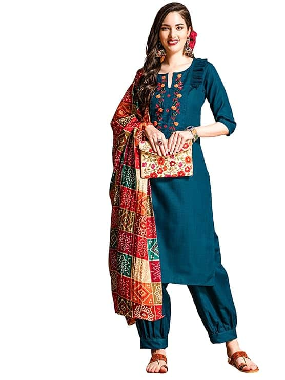 EthnicJunction Women's Embroidered Straight Kurta