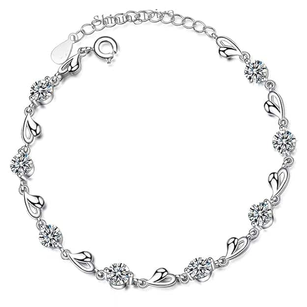 Shining Diva Fashion Platinum Plated Crystal Heart Bracelet