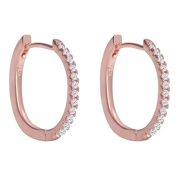 GIVA 925 Silver Rose Gold Shining Hoop Earrings