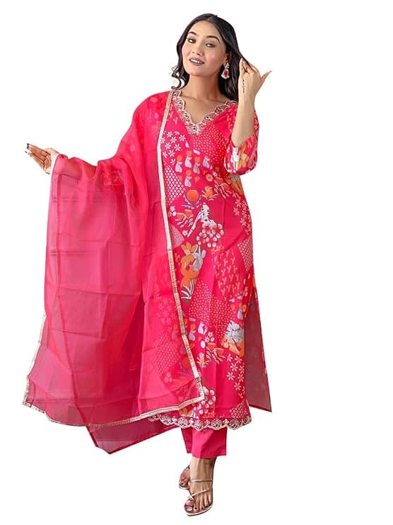 Naixa Women's Pink Rayon Straight Kurta  