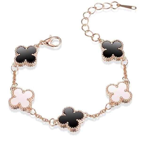 Shining Diva Fashion Crystal Clover Rose Gold Bracelet