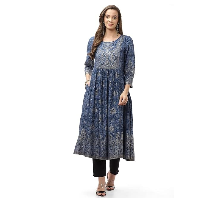 BIBA Women Rayon Printed Straight Kurta