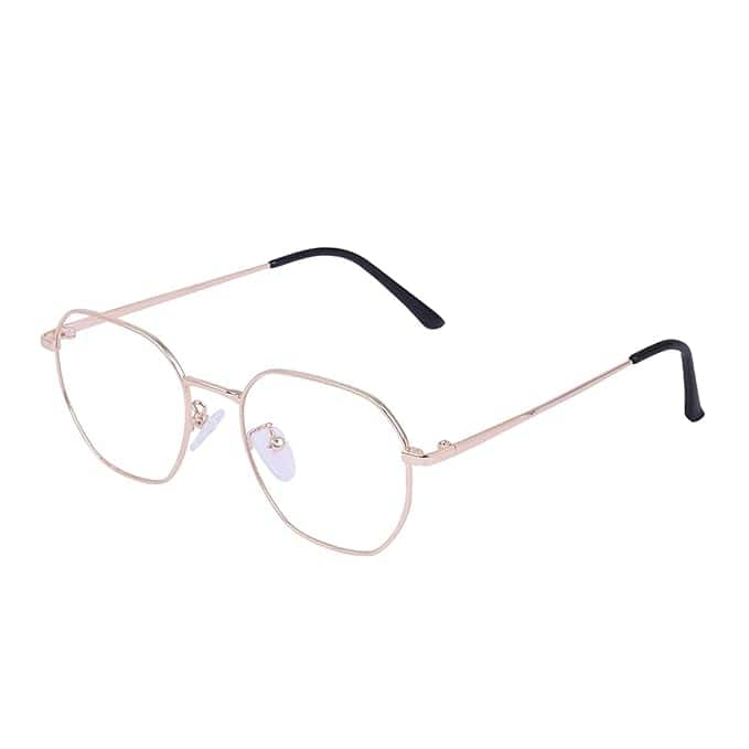 Dunkelgraue Brille mit sechseckigem Rahmen für Damen