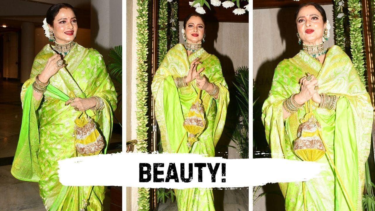 Bollywood’s timeless beauty Rekha snapped at Manish Malhotra’s house for Ganpati Darshan [Video]