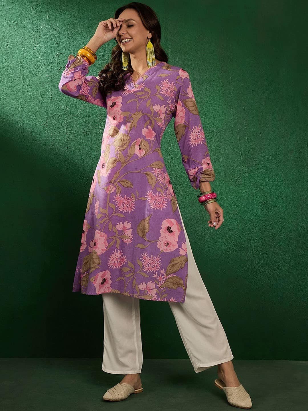 Sangria Printed Cotton Straight Kurtas